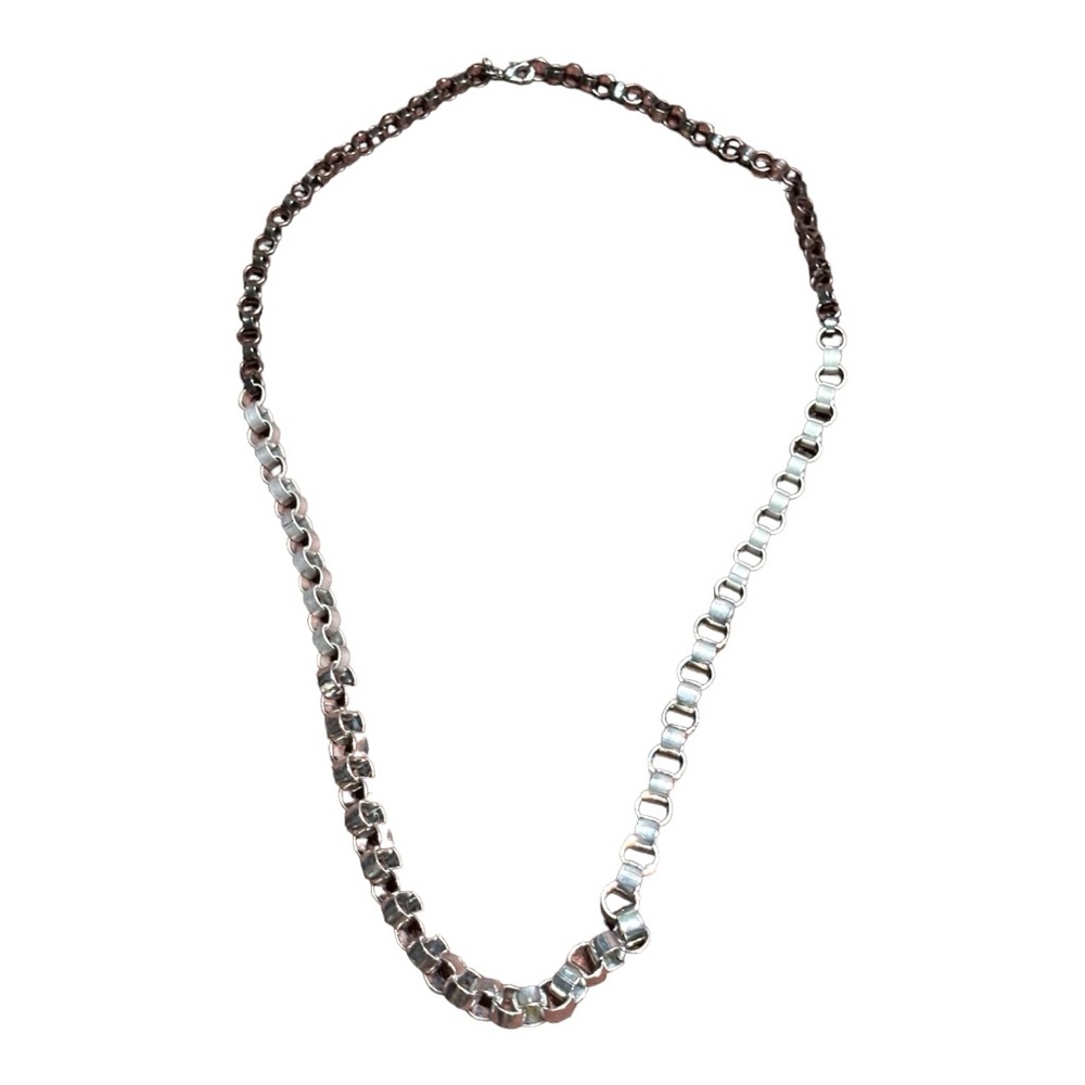 Ann Taylor Loft Stainless Steel 38.5" Circle Link Necklace Women's Black/Silver - Picture 3 of 11